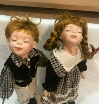 VINTAGE European with stand Girl & Boy Dolls Hand Painted Porcelain 2