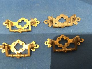 Set Of 4 Very Small Antique Cast Brass Furniture Drawer Handles,  Arts & Crafts