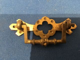 Set of 4 very small antique cast brass furniture drawer handles,  arts & crafts 2