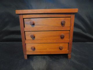 Vintage Wood 3 Drawer Dollhouse Miniature Chest Of Drawers 6 3/8 " Tall