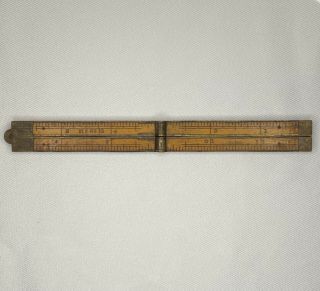 Antique Brass And Wood No 65 1/2 Ruler 12”
