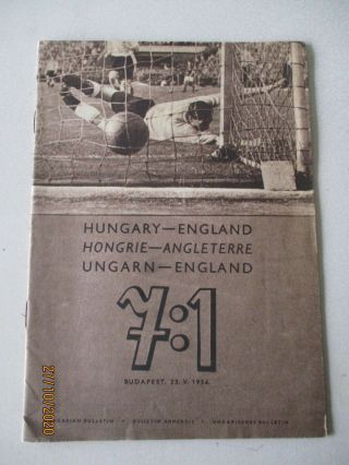23.  5.  1954 Hungary V England International Friendly In Budapest Rare