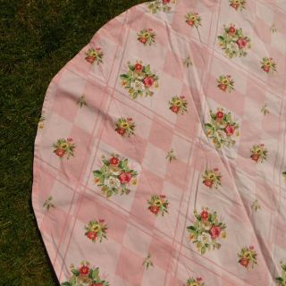 Vintage Cotton Floral Bedspread Bedcover Cabbage Rose Pink Green Single Double 3