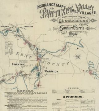 Pawtuxet Valley,  Road Island Sanborn Map© Sheets 1884 With 14 Maps On Cd