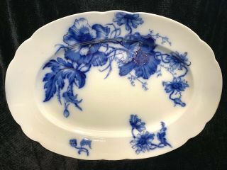 Rare Antique Large W.  H.  Grindley Flow Blue 18 " Platter - Poppy Pattern