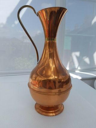 Antique Copper And Brass Jug Decanter Vintage Pitcher Rustic Decor Large Vase