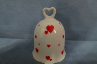Vintage Lefton Valentines Bell Hand Painted Red Hearts Gold Trim 03093 Japan
