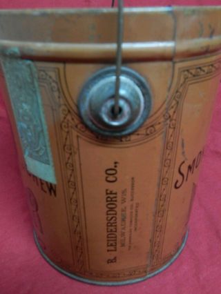 RARE Pre Bigger Hair Tobacco Tin B.  Leidersdorf Co. ,  Can Tin Pail 1920s? 2