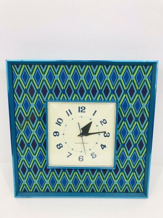 Vintage General Electric Rare Blue Purple Green Wall Clock Model 2549 Usa Retro