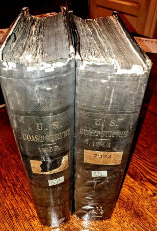 Rare 1856 & 1859 Us Coast Survey Books With 100,  Charts,  Maps & Sketches - Rare
