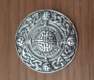 Very Rare Alexander Ritchie Iona Scottish Silver Disc Shield Zoomorphic Brooch