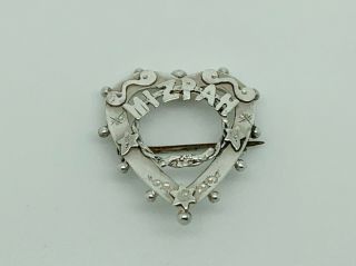 Gorgeous Antique Victorian English Sterling Silver Aesthetic Mizpah Heart Brooch
