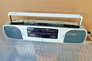 Sony Cfs W303 - Radio Cassette Tape Corder Recorder Rare White Boombox