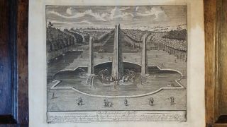1726 Antique Copper Plate Engraving Versailles Grove Fountain Of Apollo - Bowles