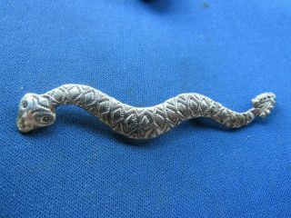 Vintage Sterling Silver Art Nouveau Signed Gt Symbolic Snake Pin Rare