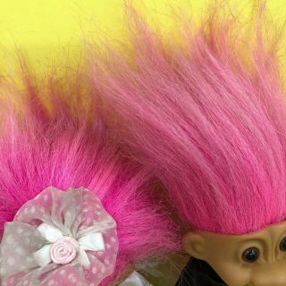 Vintage Russ Lucky Troll Wedding Day Bride Groom Set Pink Hair Toy Figure 1990s 3