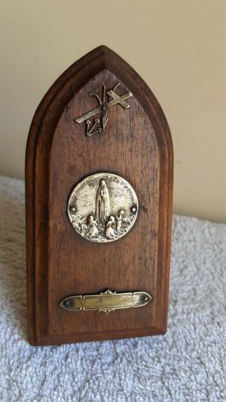 Antique Old Picture Table Frame In Wood And Metal Our Lady Of Fatima Portugal