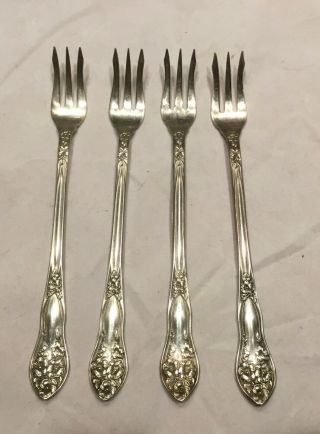 Set Of 4 Antique Fairfield Silver Plate Pickle Forks