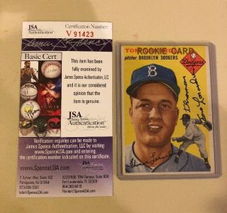 1954 Topps 132 Tommy Lasorda Dodgers Rc Signed Auto “thomas” Extremely Rare Jsa