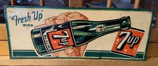 Rare 1951 7 - Up Metal Embossed Advertising Sign By Stout Co
