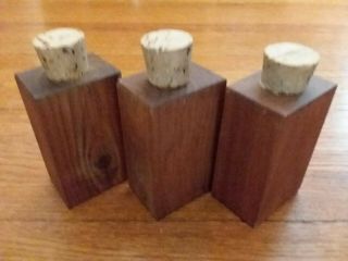 Vintage Wood Bottles With Cork Stoppers Mid Century Modern Arts Crafts