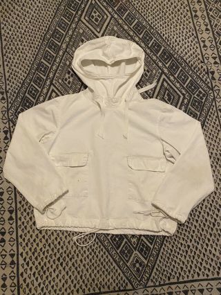 Vintage 40’s Ww2 Usn Gunner Smock Anorak Jacket Pullover White Rare