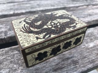 Vintage Rectangular Chinese Cloisonne Enamel Trinket Box With Cover