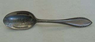 Vintage Collectors Spoon Pin Battleship Philadelphia Extra Coin Silver Plated