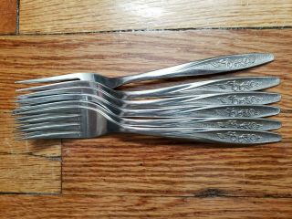 6 Antique Vintage Collectable Superior Stainless Steel Forks 6.  75 " - Usa