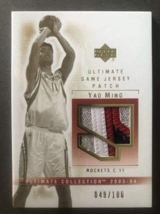 Yao Ming 2003 - 04 Ud Ultimate Game Jersey Patch 49/100 Rare