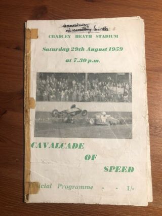 Very Rare - 1959 Cradley Heath Speedway Programme (29/8/59) Cavalcade Of Speed