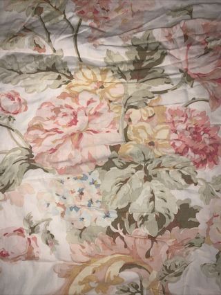 1 Rare Vtg Ralph Lauren King Pillowcase Cotton Sateen Sussex Garden Pink Peach