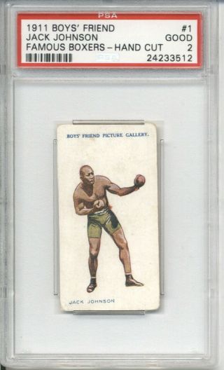 1911 Boys Friend Jack Johnson 1 Psa 2 Gd Famous Boxers Rare Boxing Card Hof