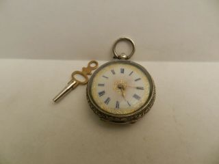 Antique Swiss Silver Ladies Pocket Watch - Victorian Era A/f