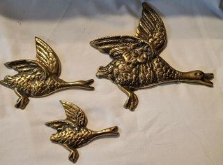 Vintage Brass Flying Geese Set Of 3