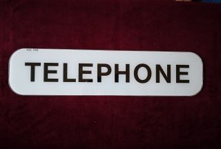 Vintage British Red Telephone Box Kiosk Glass " Telephone " Sign - No: 78a Tbd