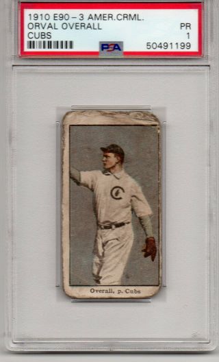 1910 E90 - 3 Orval Overall Psa 1 Very Rare Never On Ebay Not In Vcp