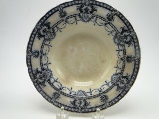 Antique English Wm Adderleys Laurier Wide Rim Soup Bowl 7 1/8in Flow Blue