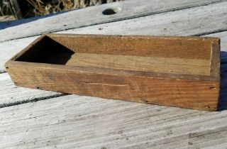 Primitive Rustic Wood Tray Box Square Nails Country Farmhouse Display Groove