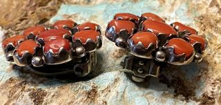 RARE Important Vintage Zuni ALICE QUAM Handmade Sterling Coral Cluster Earrings 4