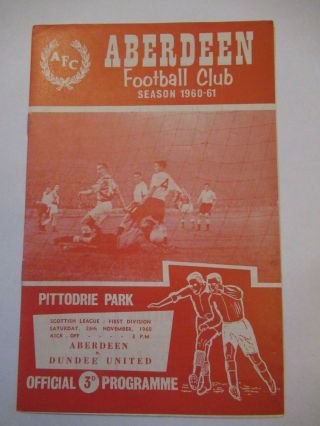 Rare Scottish Football Programme Aberdeen V Dundee United 1960