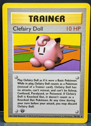 Clefairy Doll Trainer 1st Edition Shadowless Base Set Nm/mint Pokemon Card Wotc