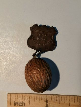 Rare Connecticut 1935 Tercentenary Medal Pin Nutmeg Historical Rare Pin