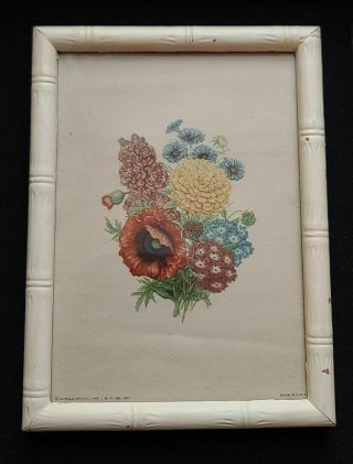 1940s Donald Art Co.  Framed Lithograph No.  247 Floral (5.  5 " X 7.  5 ")