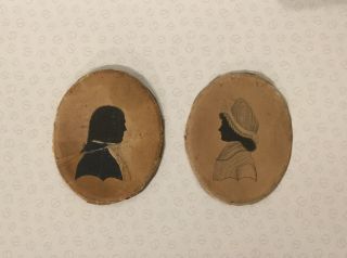 Antique Silhouette Portraits Of A Couple Dated 1827.