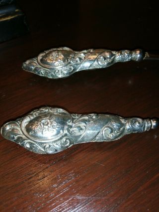 Antique Silver Handled Shoe Horn And Button Hook.  Glorious Pattern.