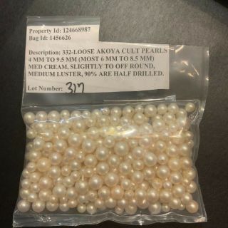 Rare Loose Akoya Pearl 4mm to 9.  5 Medium Cream Half Drilled Japanese 2