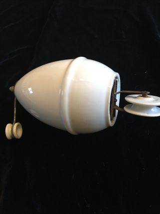 Vintage French Ceramic Rise & Fall Pulley Ceiling Light Weight