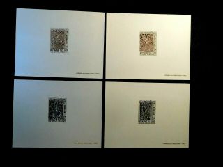 Laos Presentation Proof Stamp Sheet Set Scott 141 - 144 Mnh Rare Item