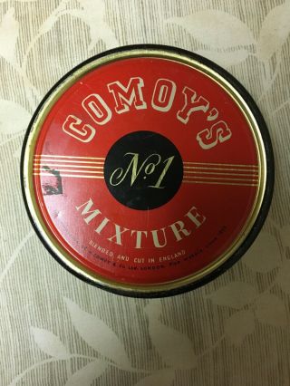 Antique Comoy’s Mixture No 1 Tobacco Tin,  Red With Black Trim White Lettering